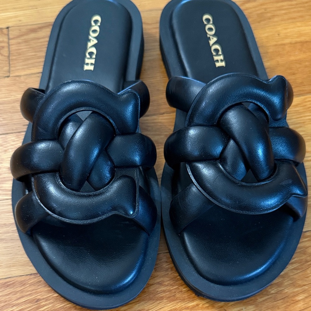 Coach Women's Black Knotted Slide Sandals
